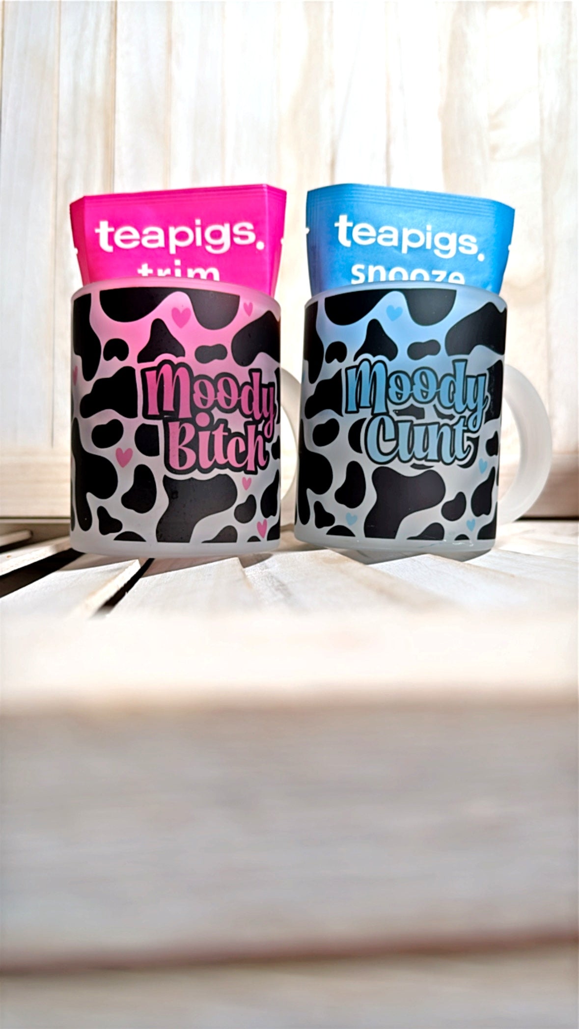 The Moody Duo Frosted Glass Mug Sarcastic His & Hers Set NEW LAUNCH SPECIAL OFFER
