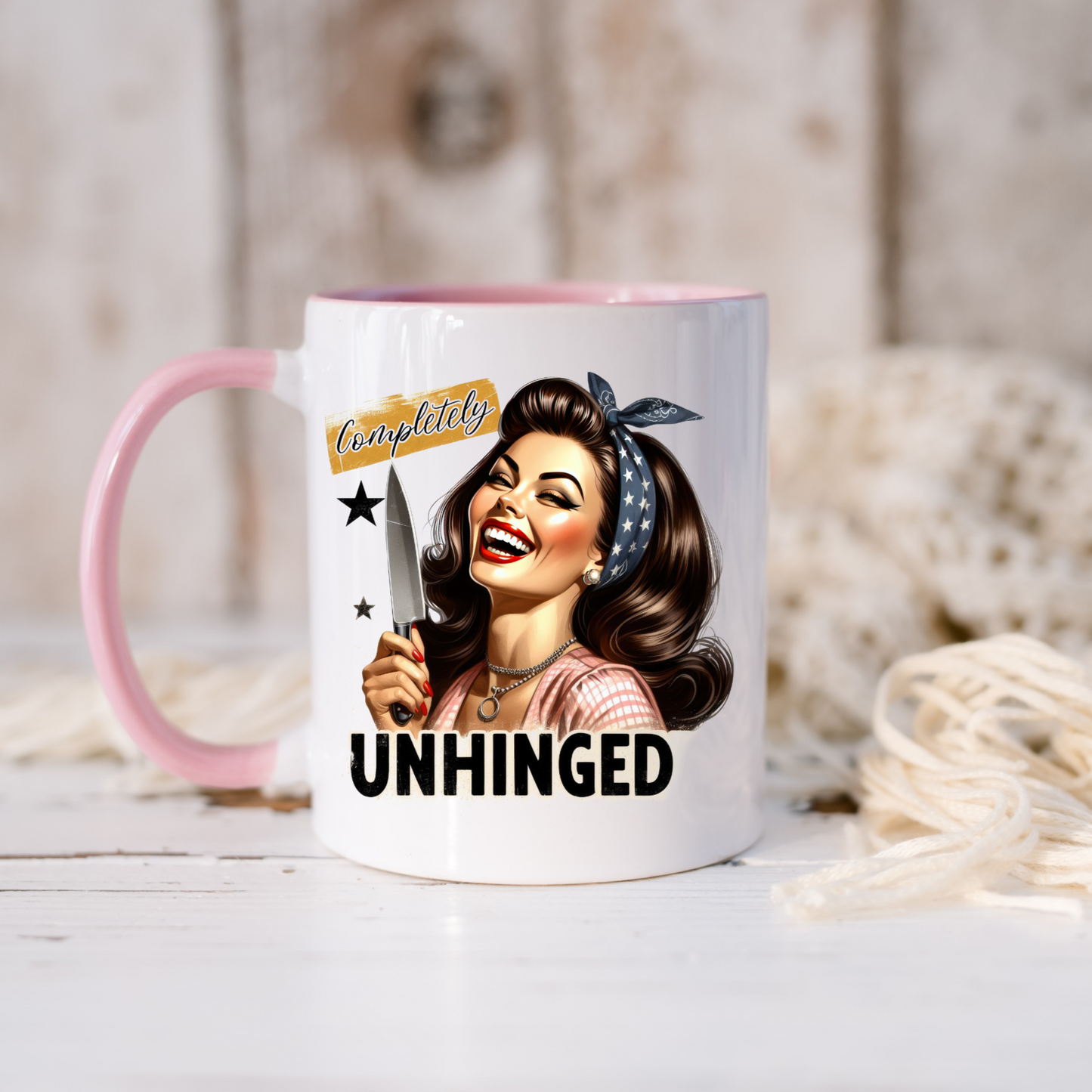 'Completely Unhinged' Printed Mug