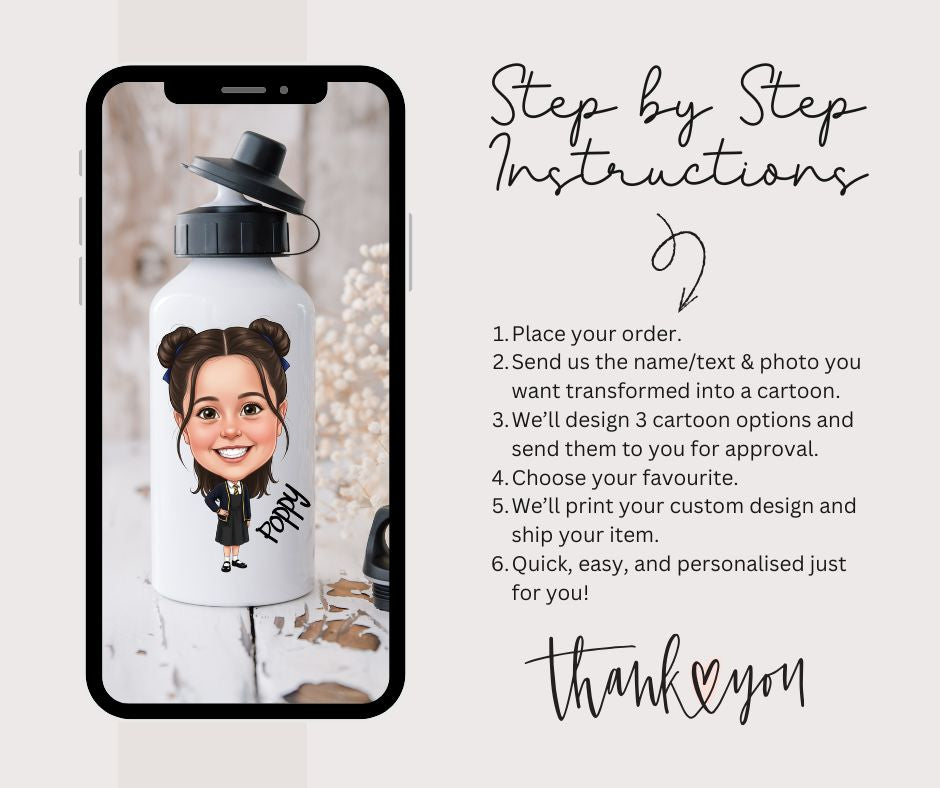 Personalised Fun School Cartoon Sports Bottle 500ml