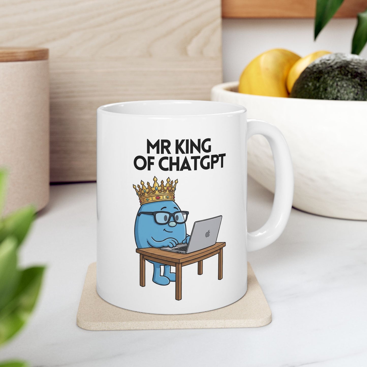 Novelty Mr or Miss 'King/Queen Of CHATGPT' Character Mug / Coaster