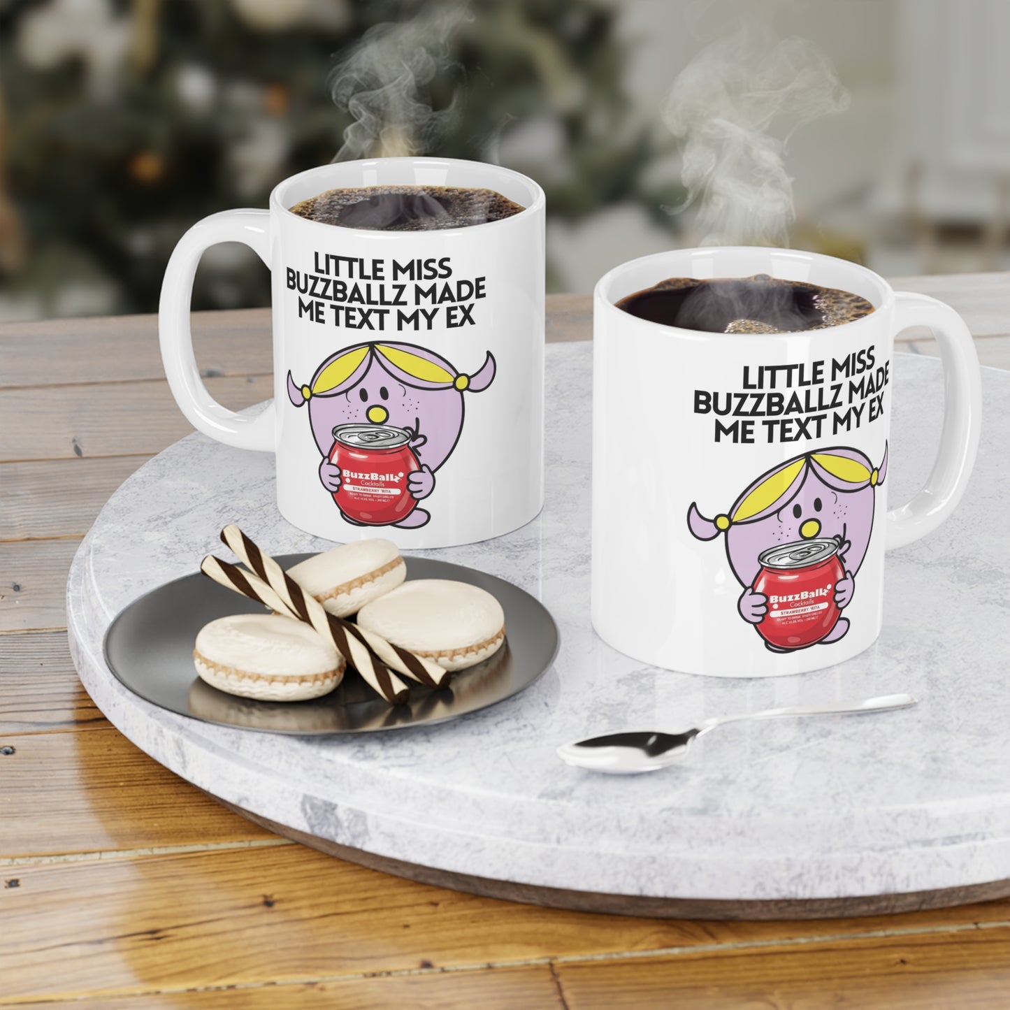Novelty Little Miss ' Buzzballz made me text my ex' Character Mug 11oz