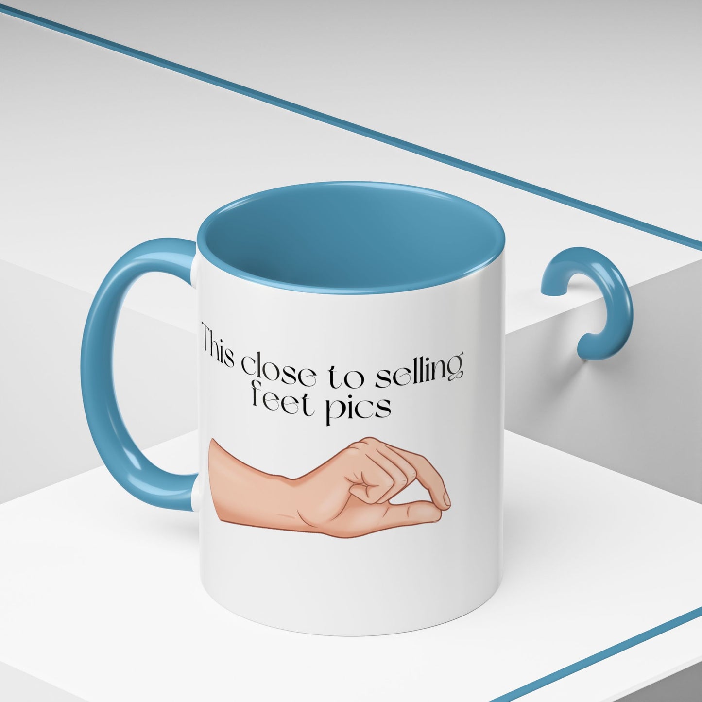 Novelty 'This Close to Selling Feet Pics' Funny Mug / Coaster