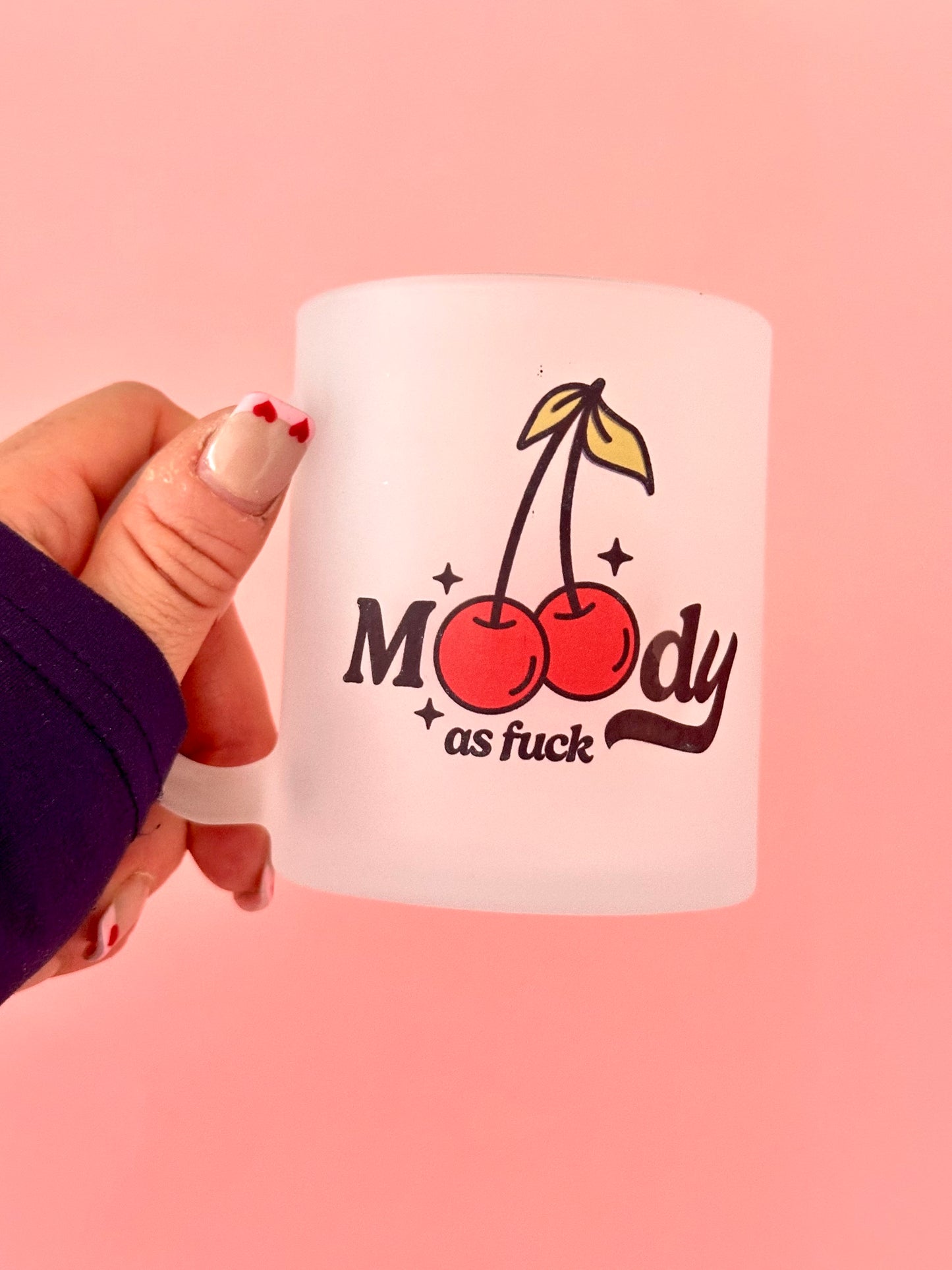 Moody as F**k Cherry Print Frosted Glass Mug