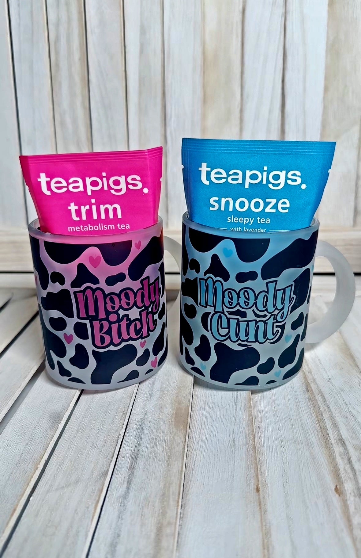 The Moody Duo Frosted Glass Mug Sarcastic His & Hers Set NEW LAUNCH SPECIAL OFFER