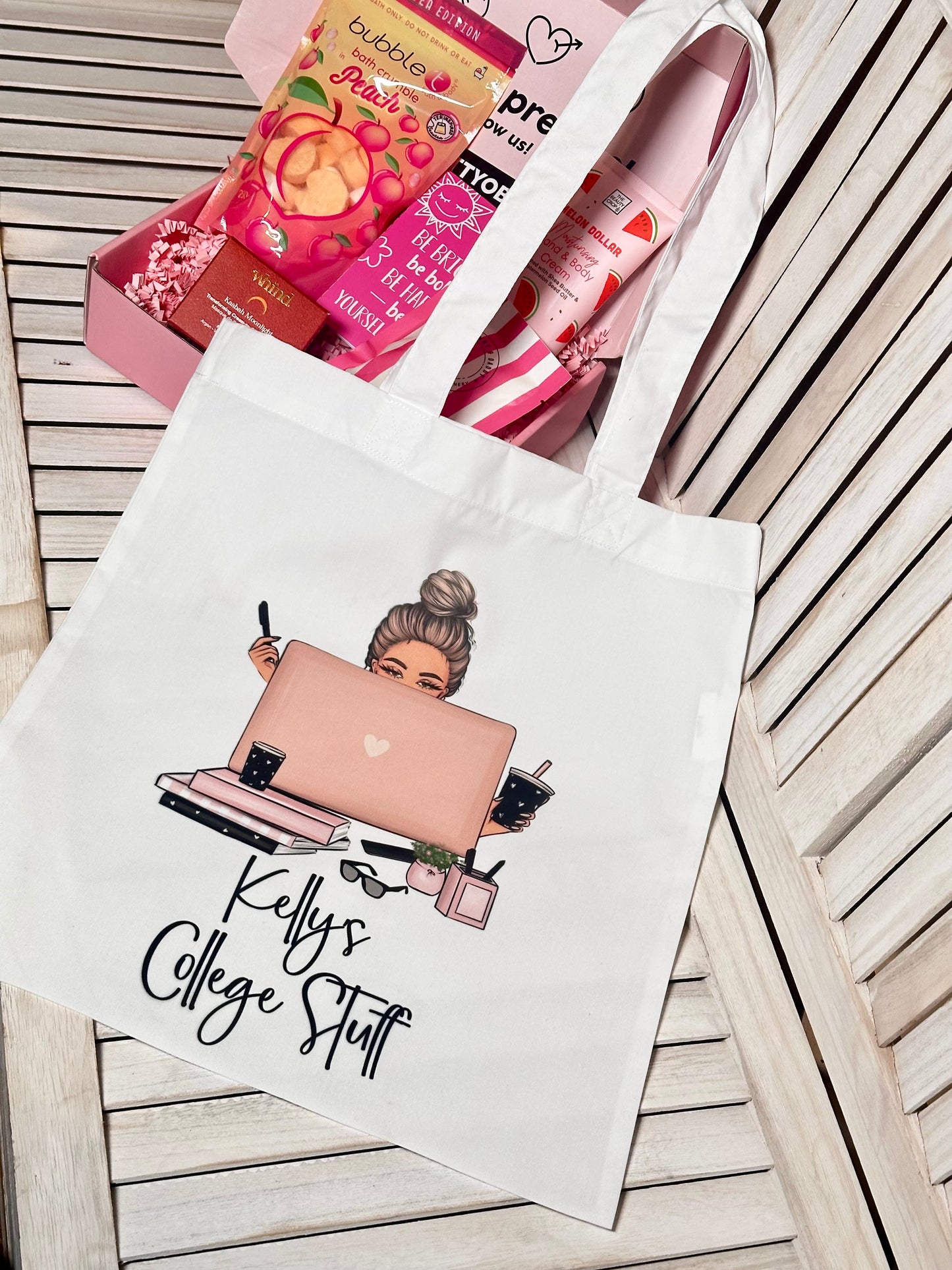 Personalised College / Work / Uni Printed Tote & Gift Box Set ( Choose Avatar )