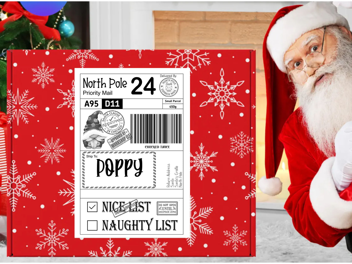 20x Personalised Christmas Gift Label Sticker A6