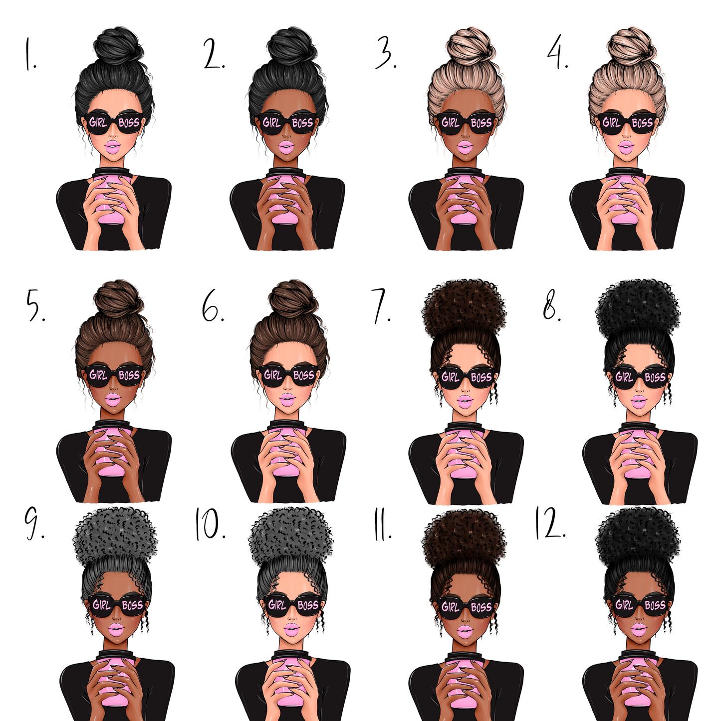 Personalised Girl Boss Mug (choose hair&skin colour)