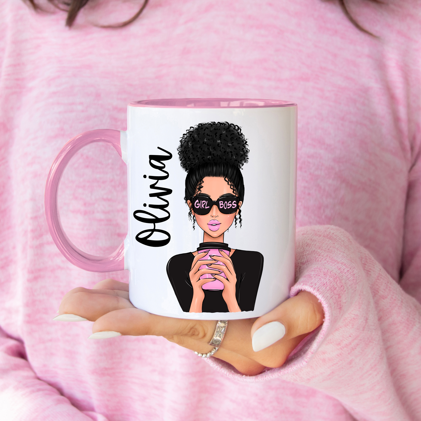 Personalised Girl Boss Mug (choose hair&skin colour)