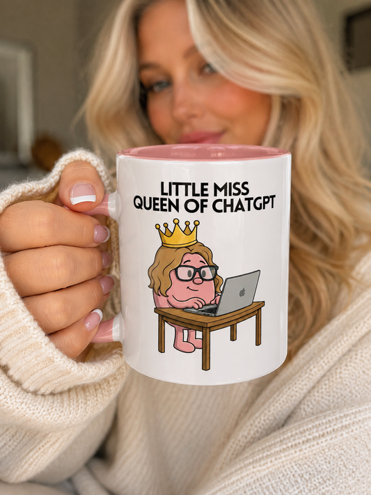 Novelty Mr or Miss 'King/Queen Of CHATGPT' Character Mug / Coaster