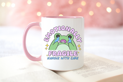 'Emotionally Fragile, Handle With Care' Heart Handle Mug