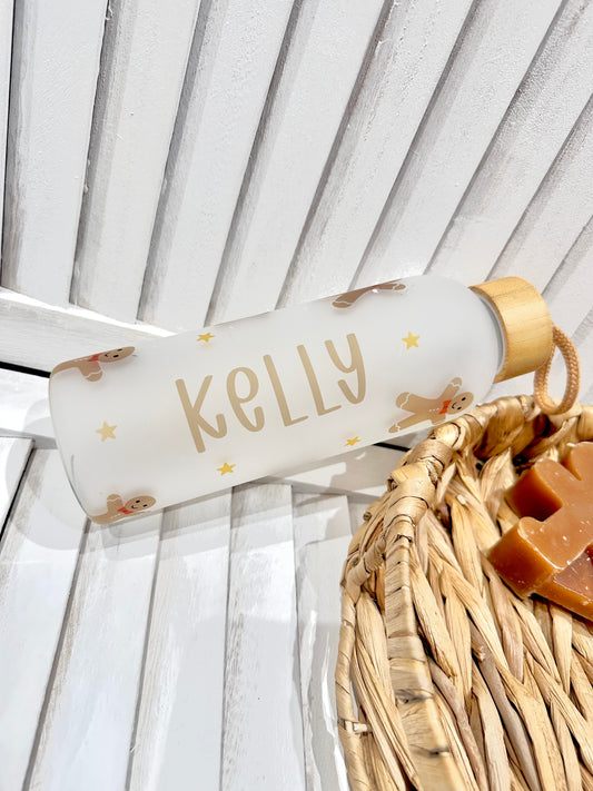 Personalised Gingerbread Frosted Water Bottle With Bamboo Lid - 25oz