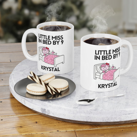 Personalised Novelty Little Miss.In Bed By 9 Character Mug 11oz