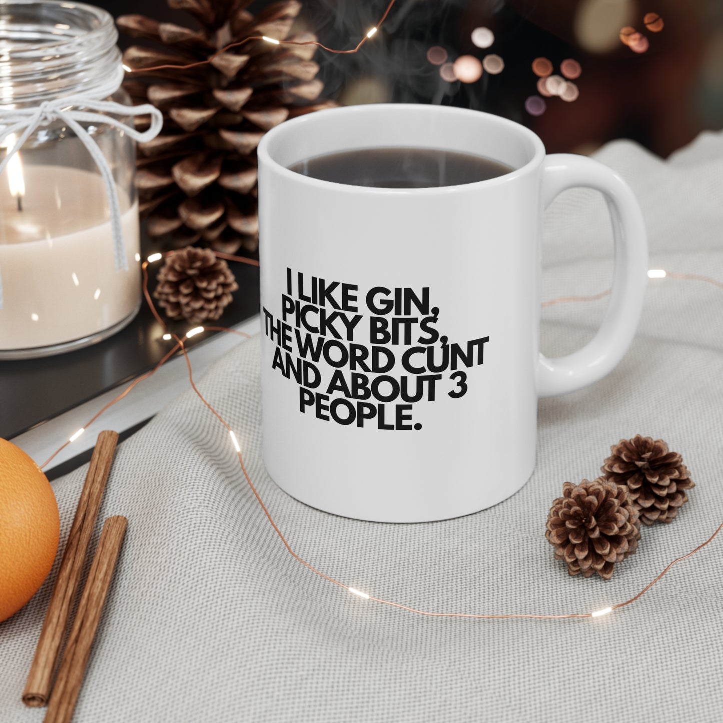 I Like Gin, Picky Bits, The Word C**t & About 3 People Novelty Mug