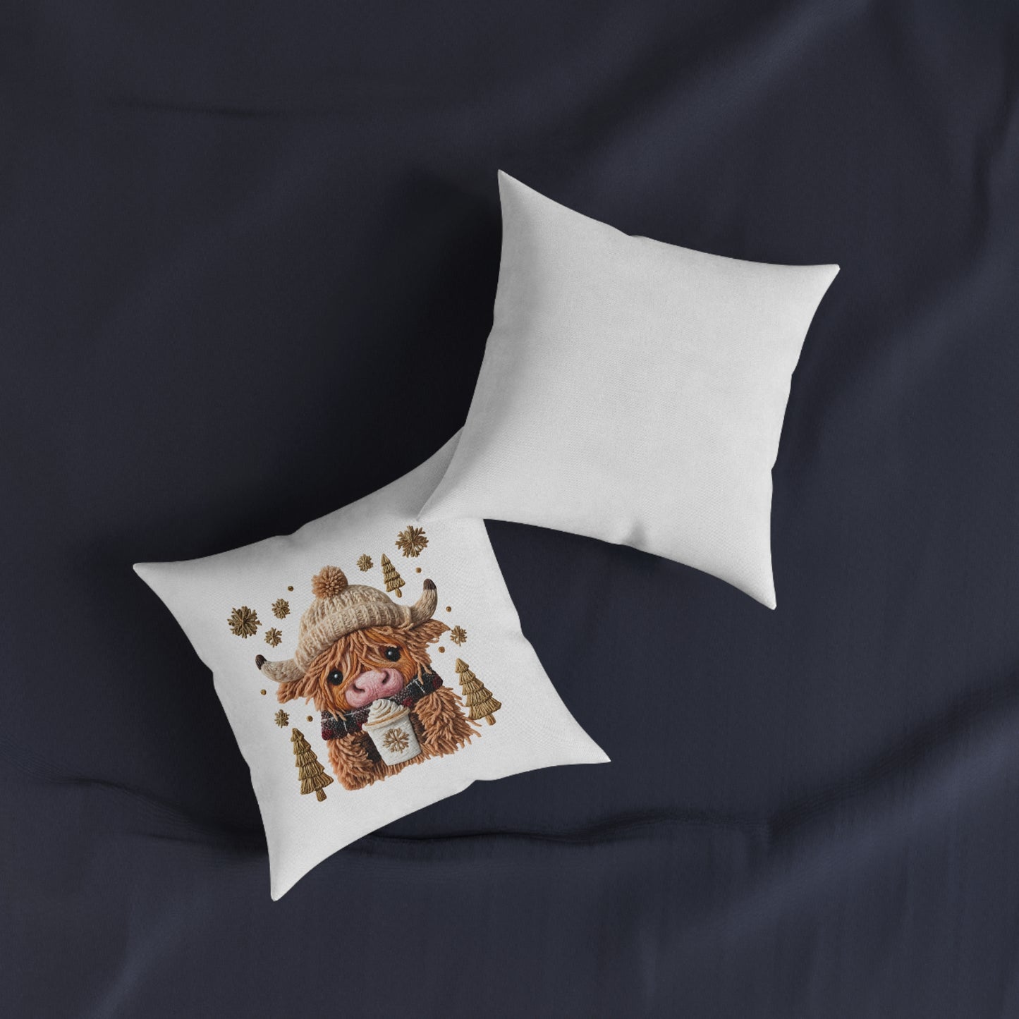 Highland Cow Yarn Christmas Cushion Cover