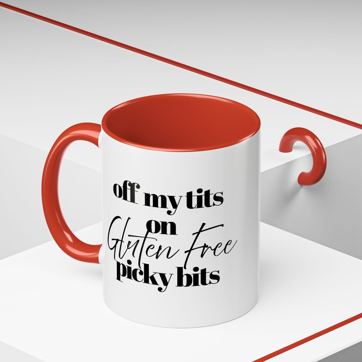 Off My Tits on GLUTEN FREE Picky Bits Novelty Funny Mug 5 Colours