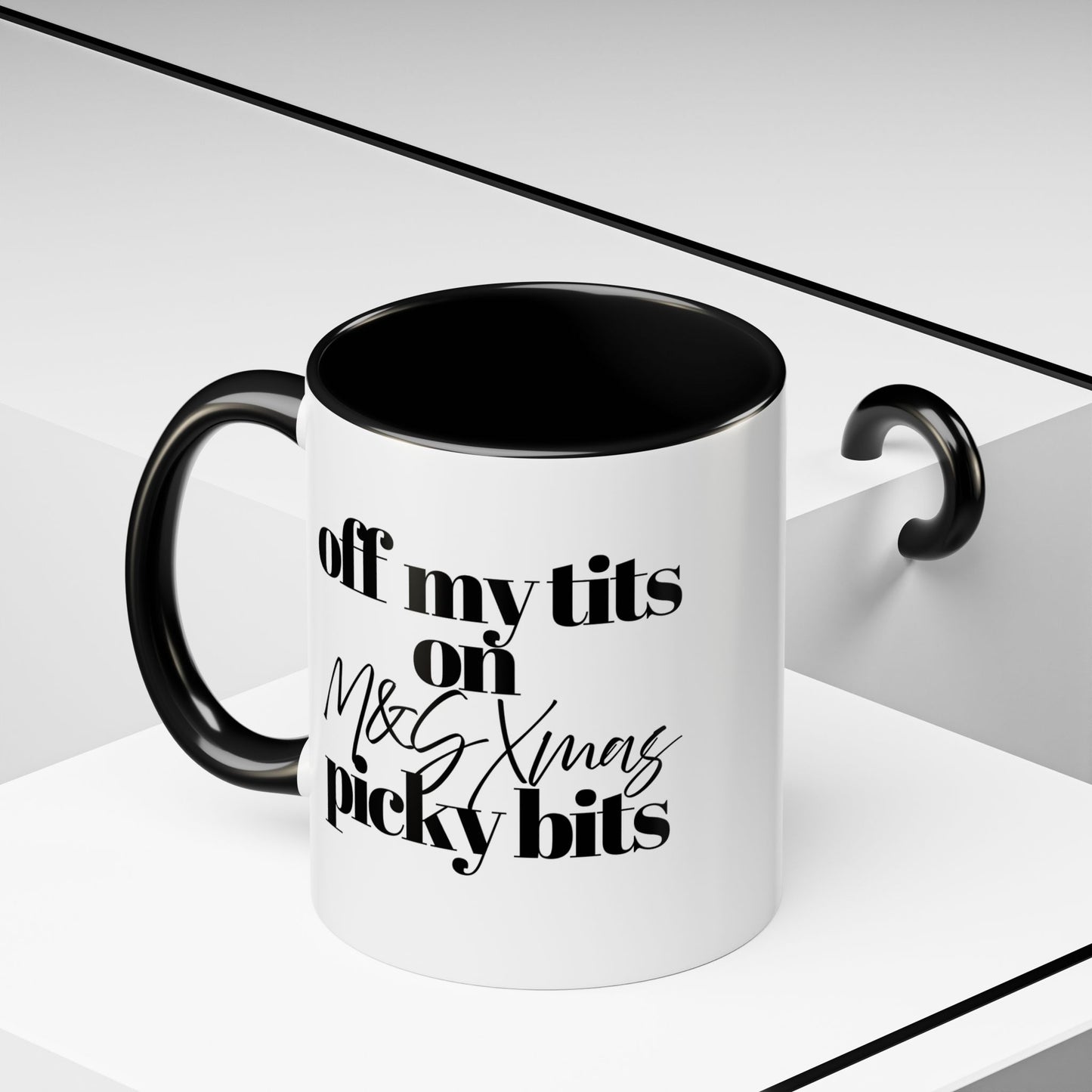 Off My Tits on M&S XMAS PICKY BITS Novelty Funny Mug 5 Colours
