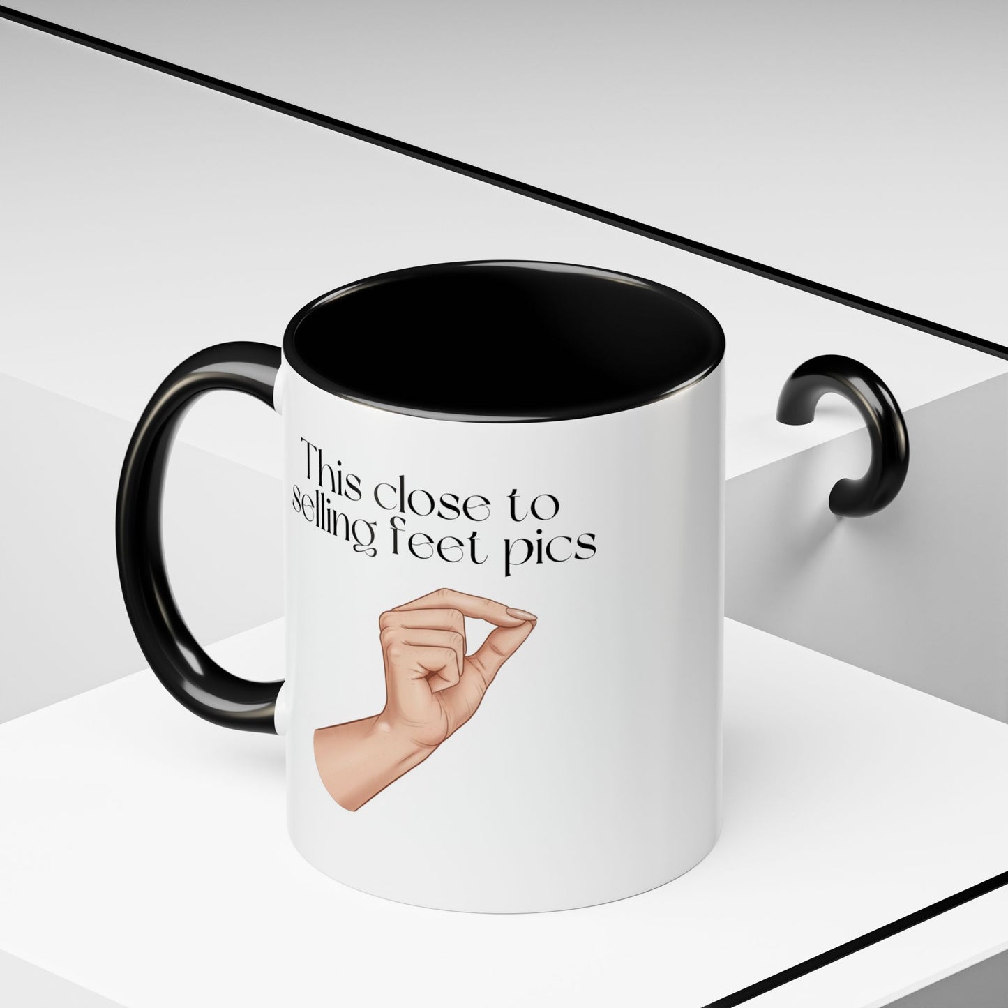 Novelty Womens 'This Close to Selling Feet Pics' Funny Mug / Coaster