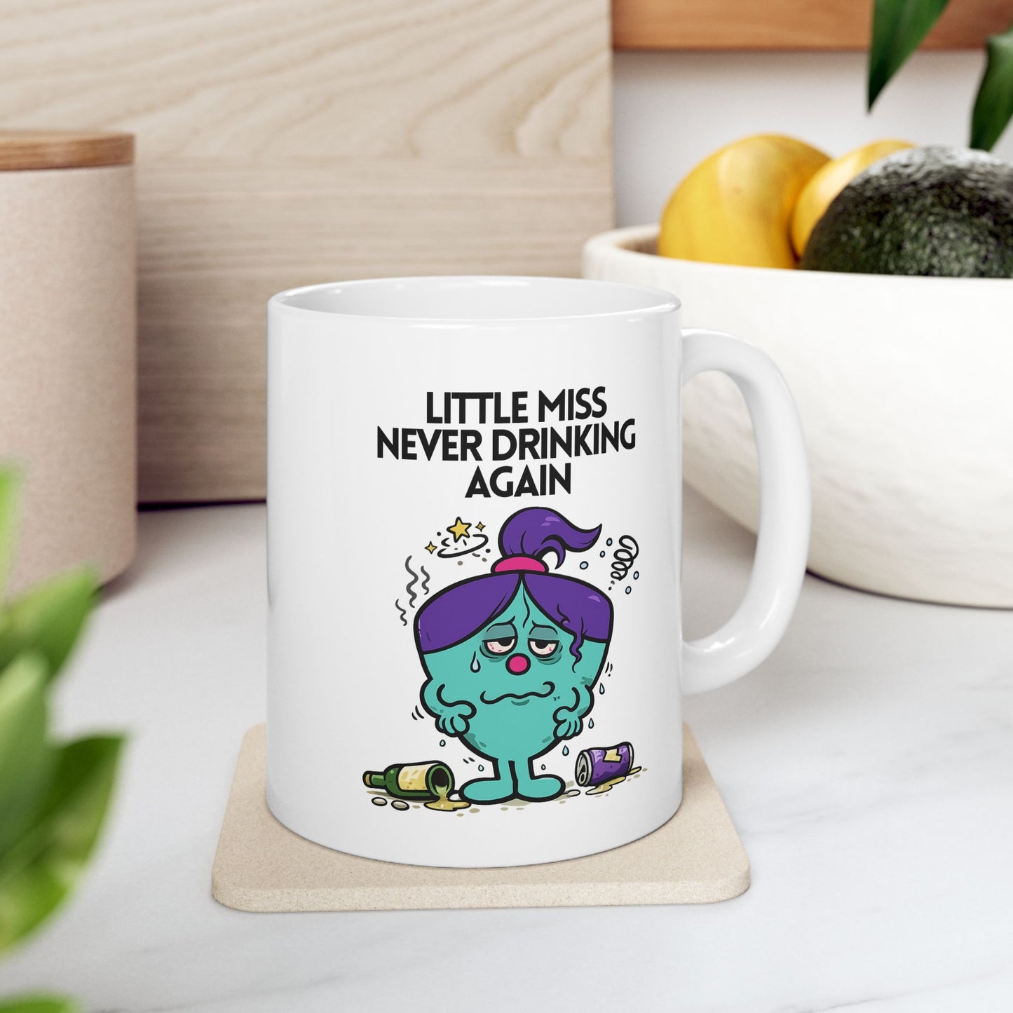 Novelty 'Little Miss Never Drinking Again' Novelty Funny Gift Mug 11oz