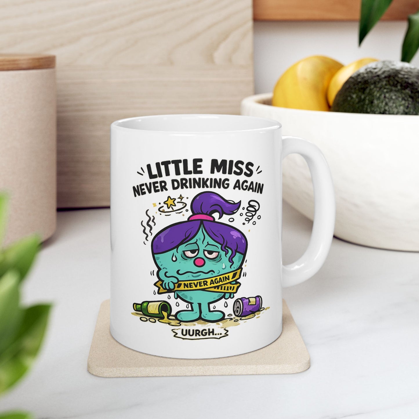 Novelty 'Little Miss Never Drinking Again' Novelty Funny Gift Mug For Her 11oz