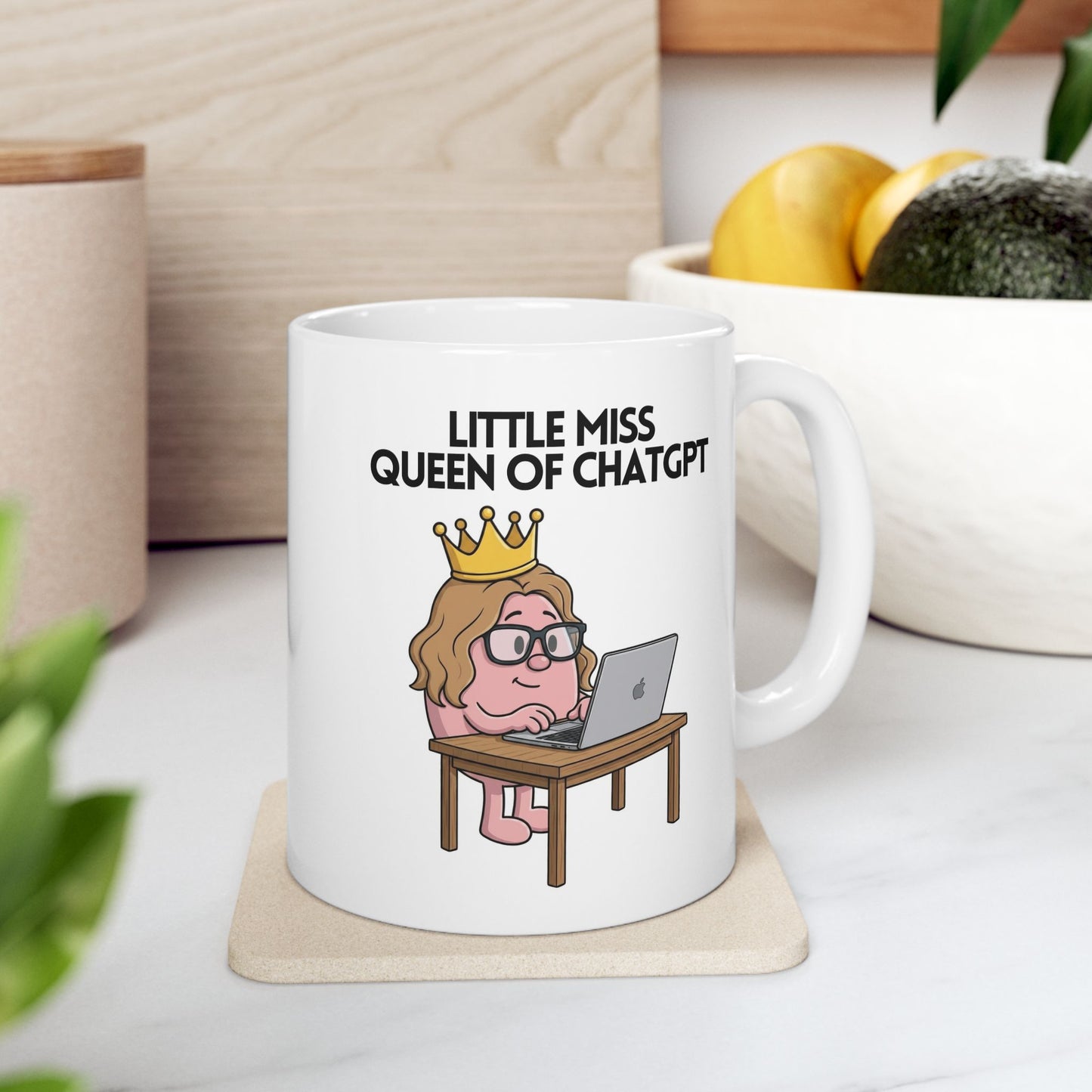 Novelty Mr or Miss 'King/Queen Of CHATGPT' Character Mug / Coaster