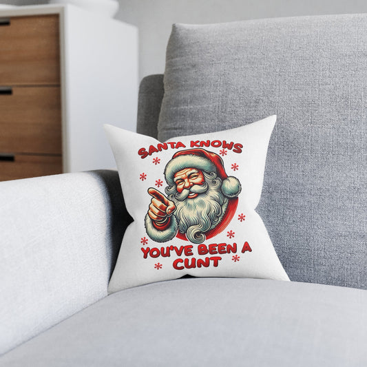 'Santa Knows Youve Been a C**t' Novelty Humour Christmas Cushion Cover
