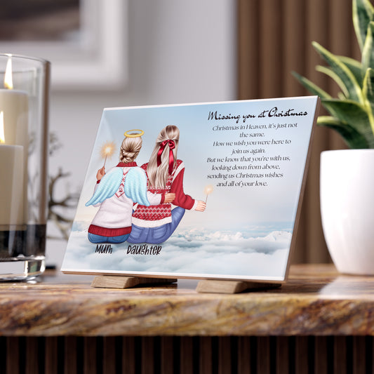 Personalised 'Missing You at Christmas' Heaven Heartfelt Board With Stand