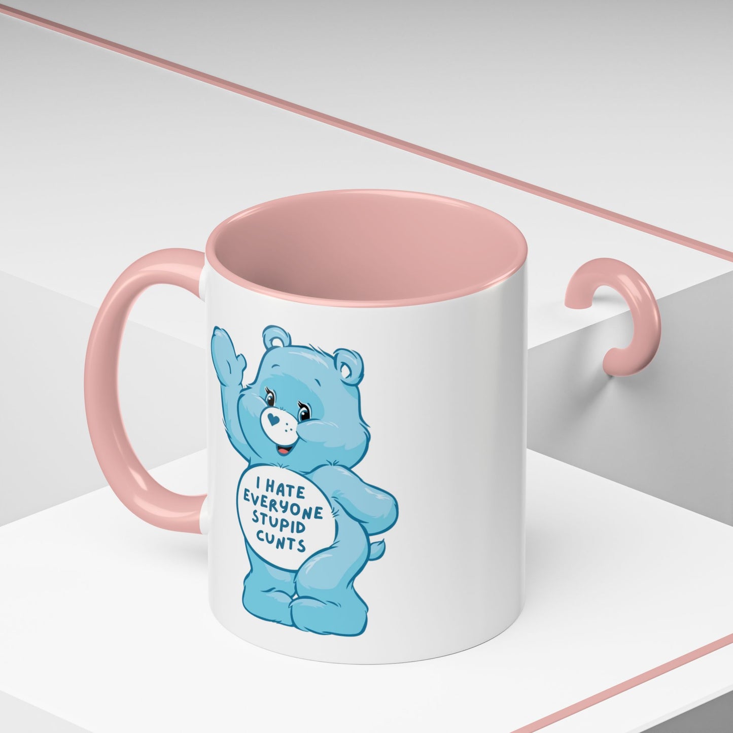 Swear Bear 'I Hate Everyone Stupid Cunts' Funny Mug / Coaster