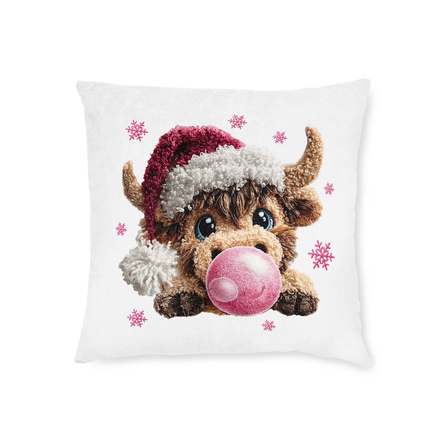Highland Cow Bubble Yarn Christmas Cushion Cover