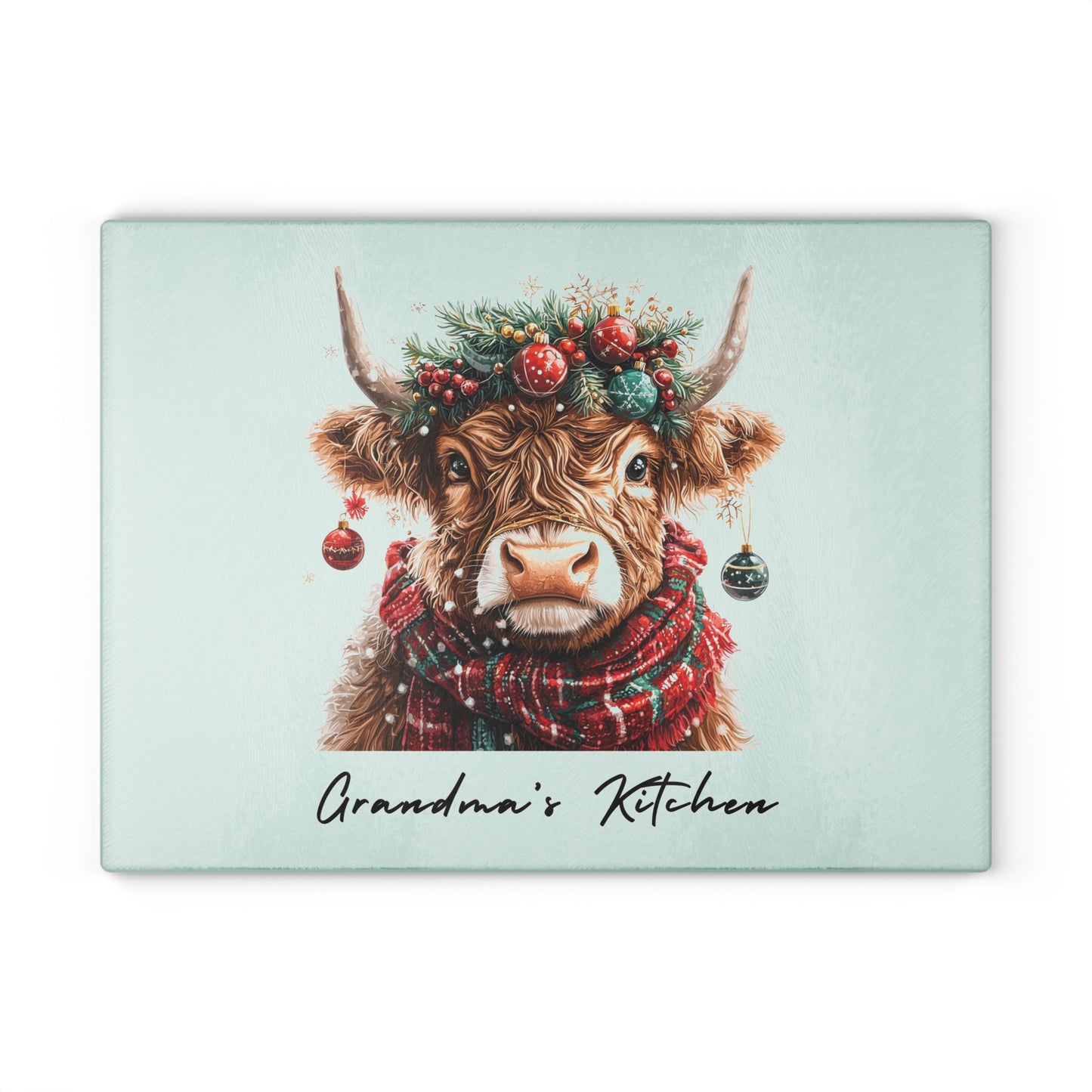 Personalised Highland Cow Christmas Chopping Board