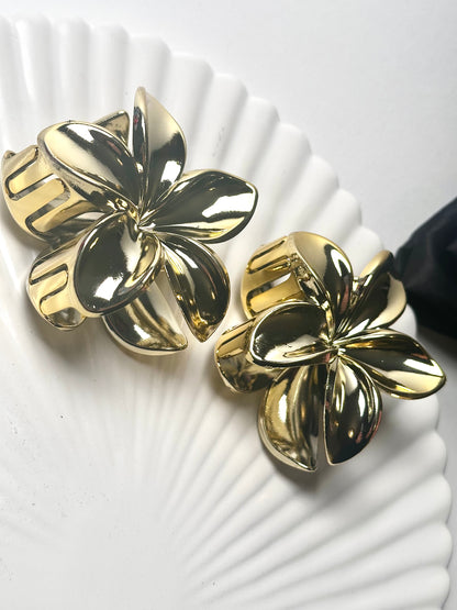 Gold Flower Large Claw Clip