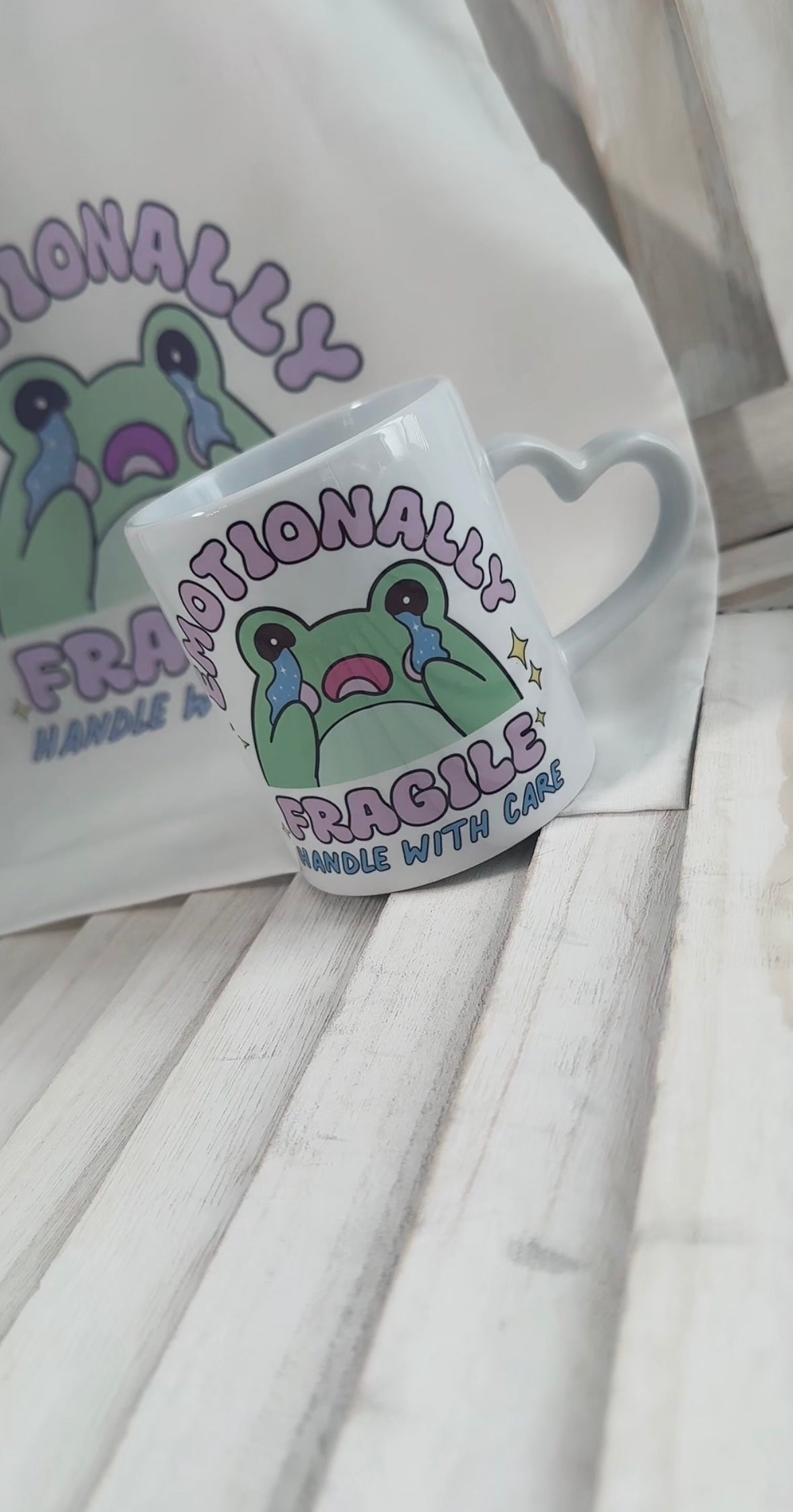 'Emotionally Fragile, Handle With Care' Heart Handle Mug