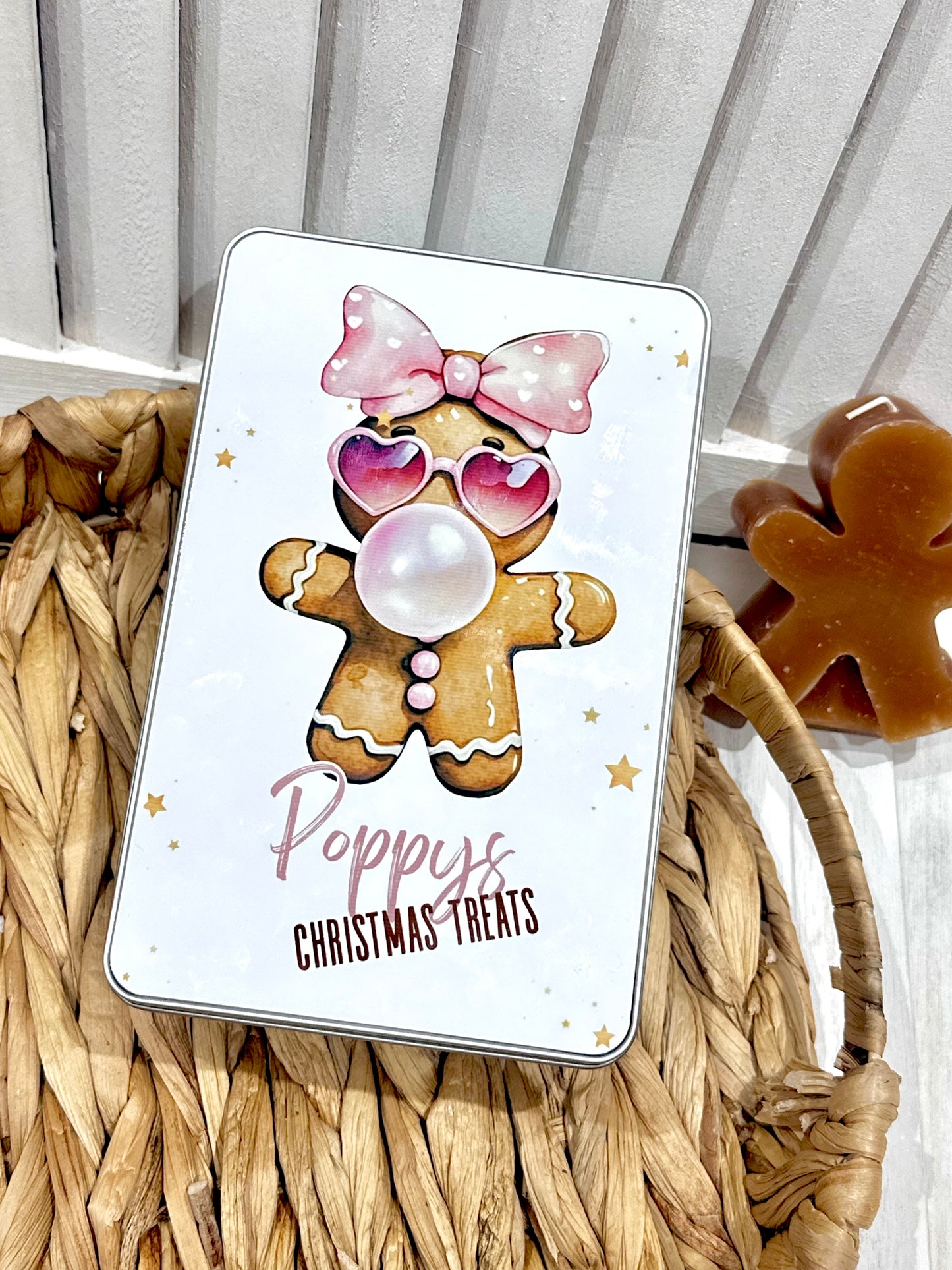 Personalised Gimgerbread 'Christmas Treats' Multi Use Tin