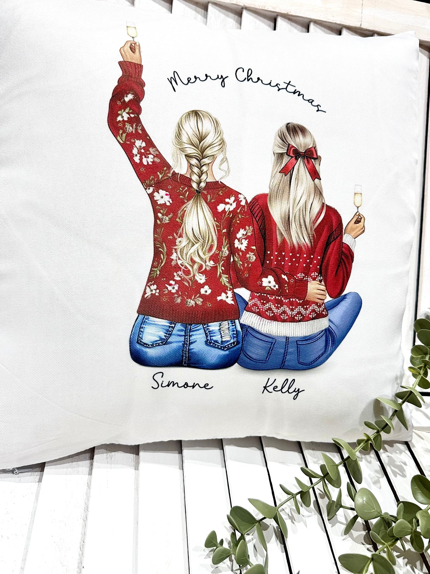 Personalised Besties / Frind / Colleage / Sister / Mum Christmas Cushion Cover