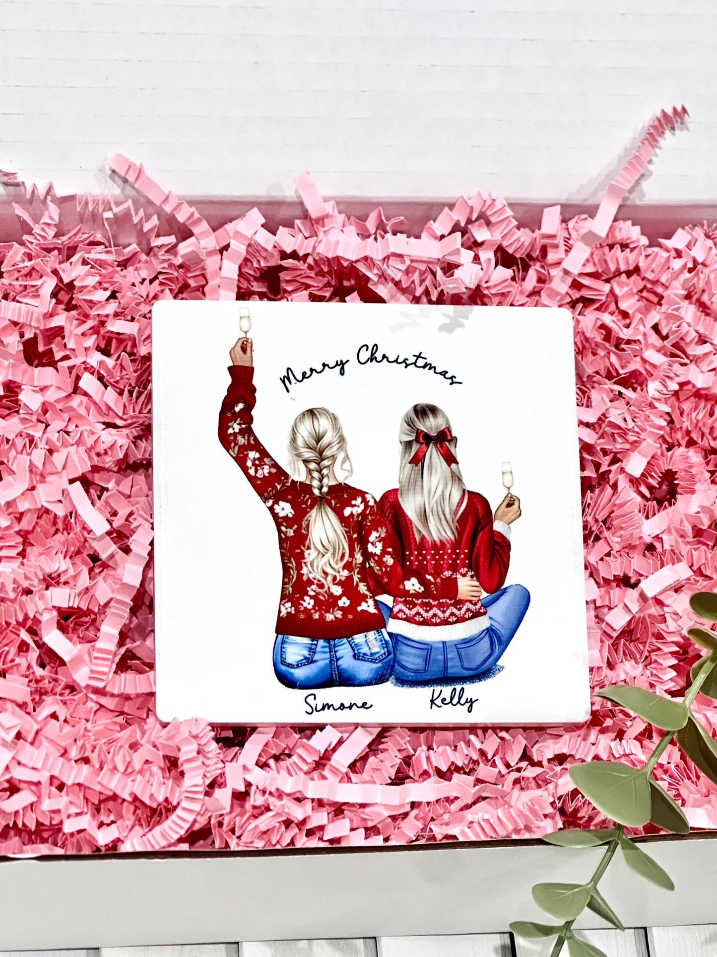 Personalised Besties / Frind / Colleage / Sister / Mum Christmas Coaster
