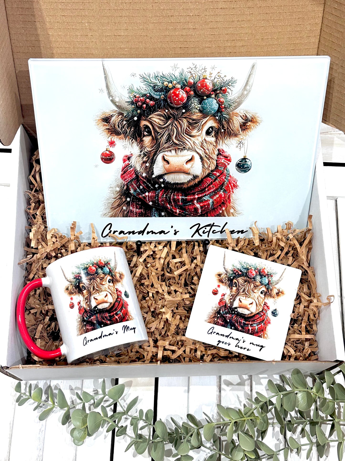 Personalised Christmas Highland Cow 11oz Mug