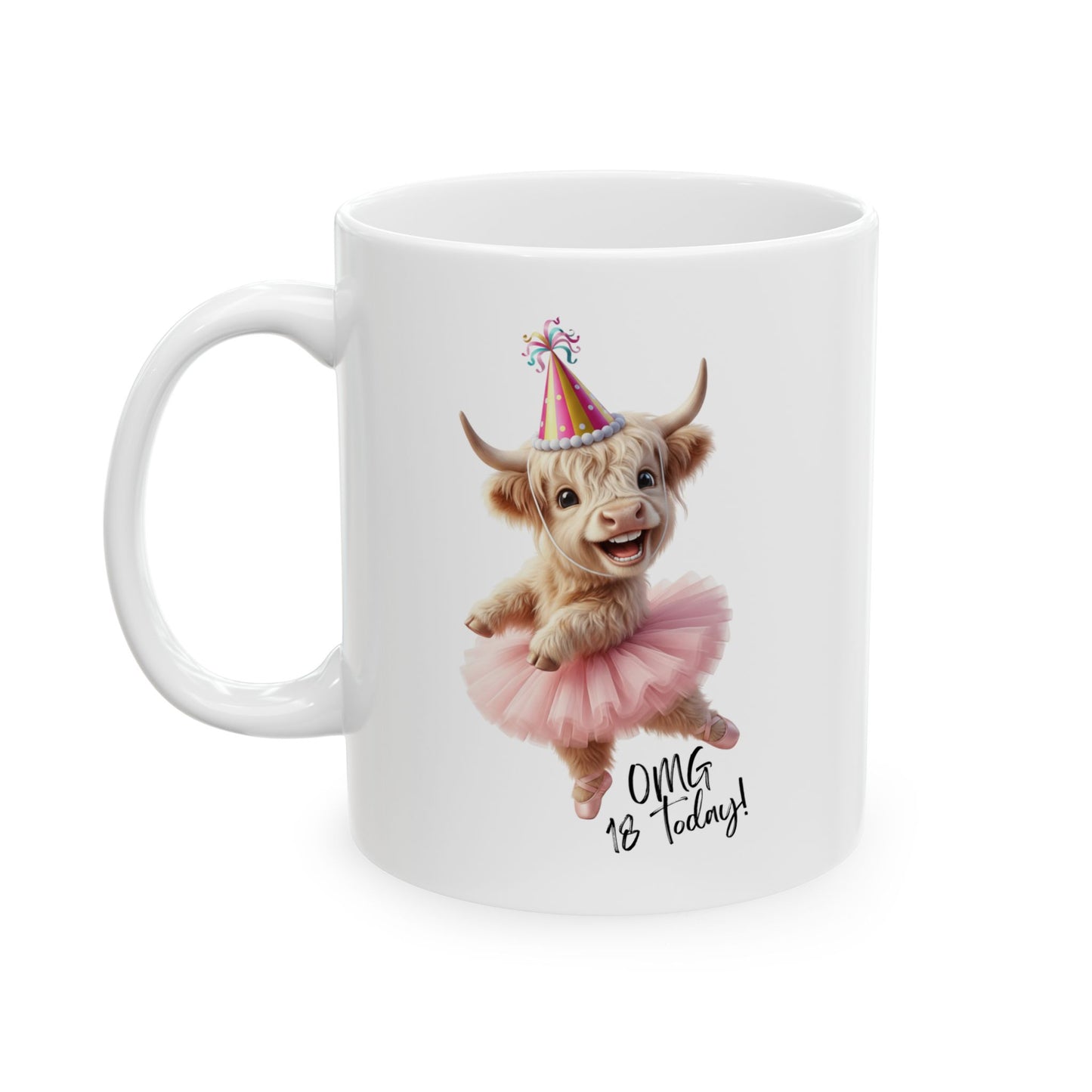 Personalised Birthday Cartoon Highland Cow Sports Bottle 500ml / Mug / Coaster