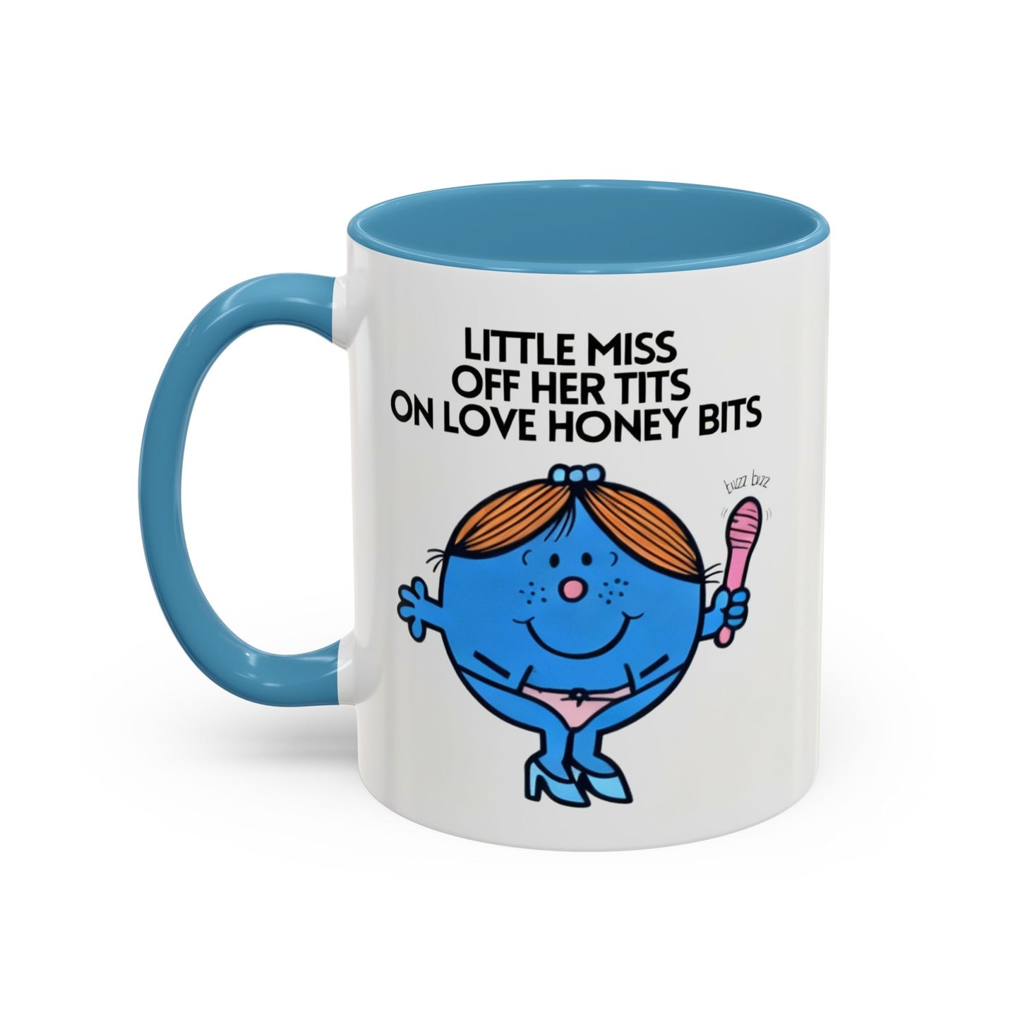 Novelty ' Little Miss Off Her Tits On Love Honey Bits' Funny Valentines Mug / Coaster