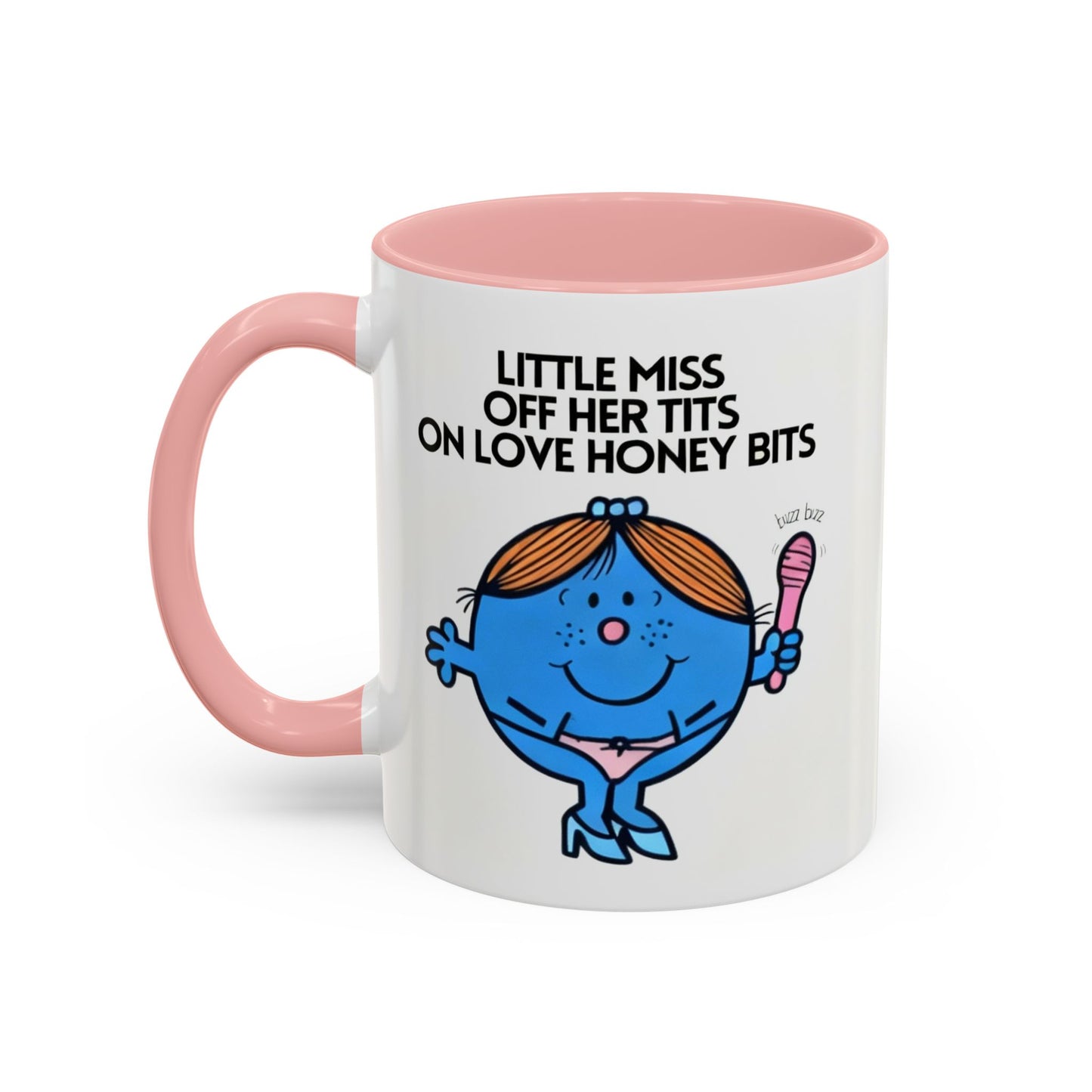 Novelty ' Little Miss Off Her Tits On Love Honey Bits' Funny Valentines Mug / Coaster