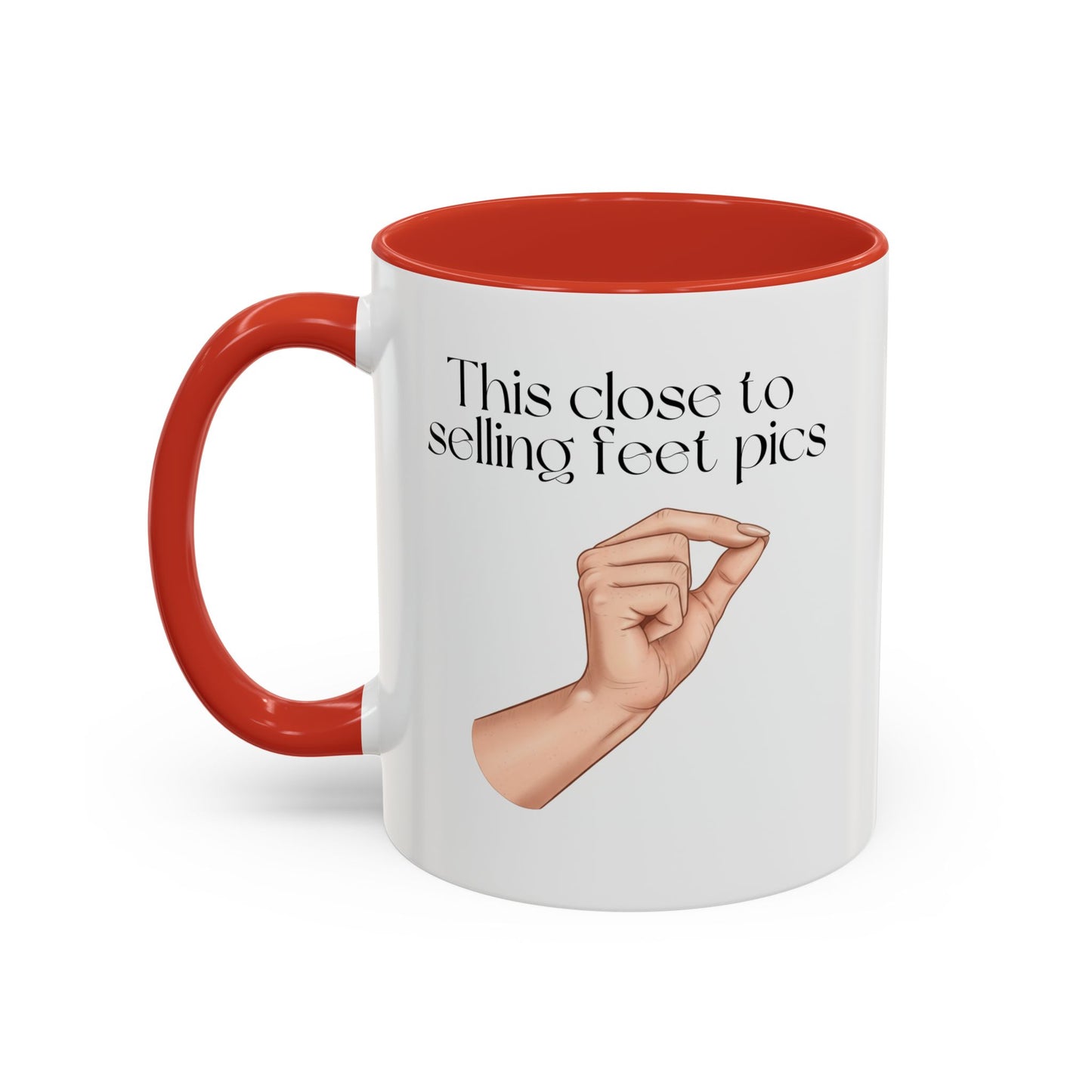Novelty Womens 'This Close to Selling Feet Pics' Funny Mug / Coaster
