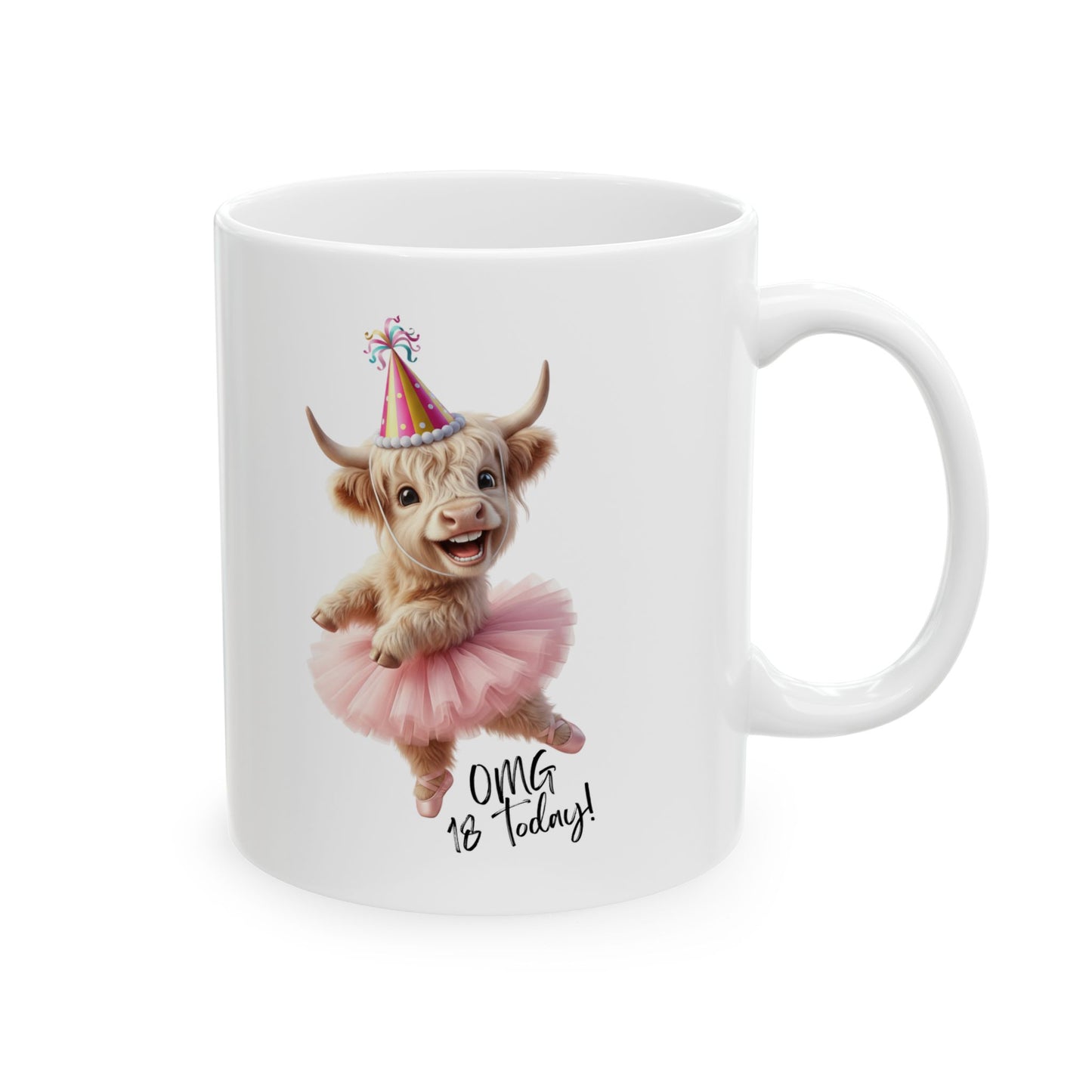 Personalised Birthday Cartoon Highland Cow Sports Bottle 500ml / Mug / Coaster