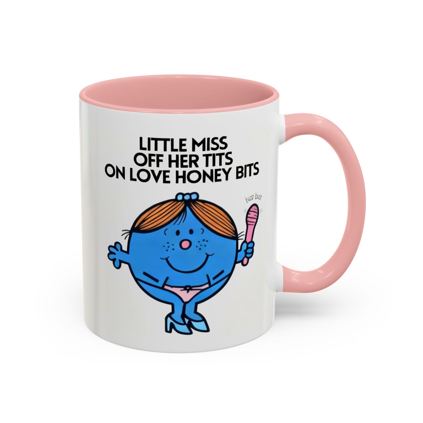 Novelty ' Little Miss Off Her Tits On Love Honey Bits' Funny Valentines Mug / Coaster