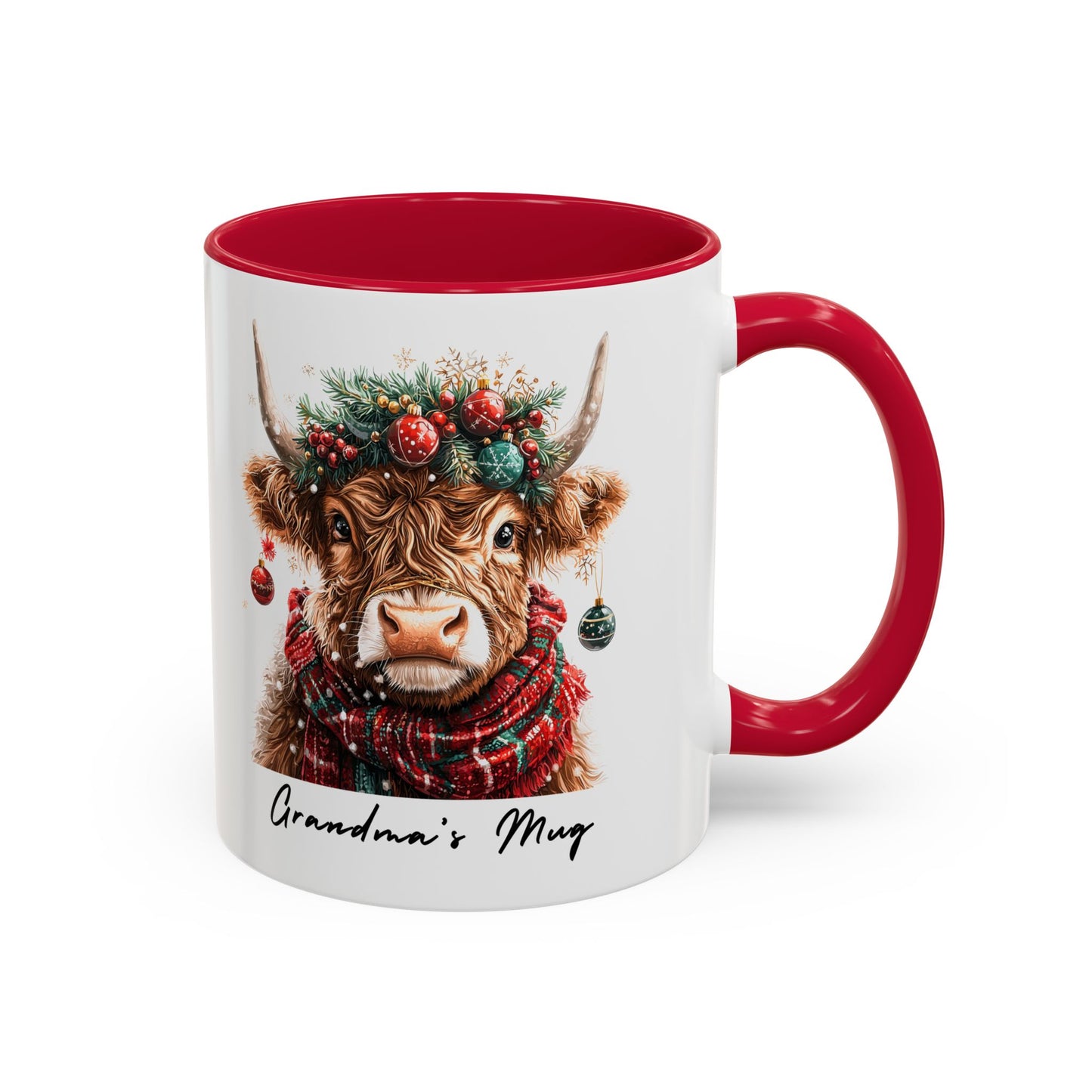 Personalised Christmas Highland Cow 11oz Mug