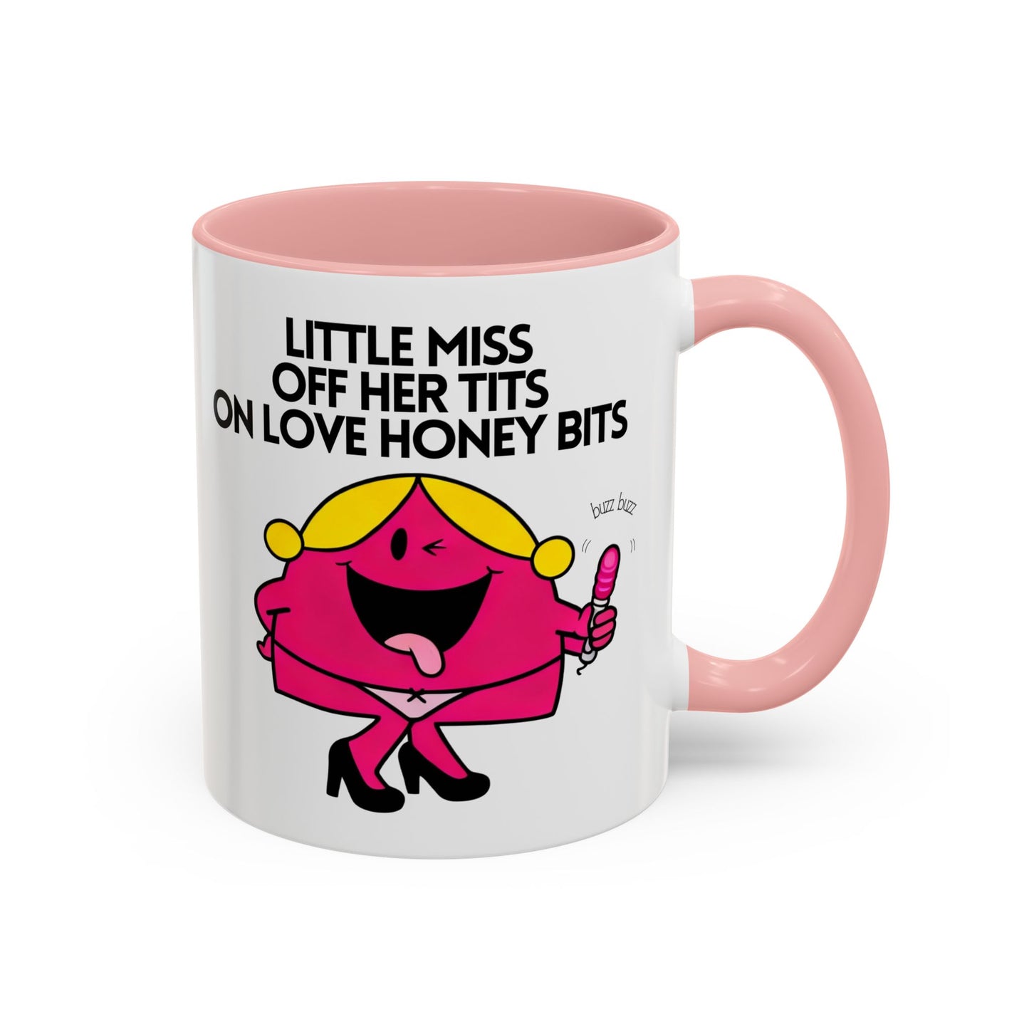 Novelty 'Little Miss Off Her Tits On Love Honey Bits' Funny Valentines Mug / Coaster