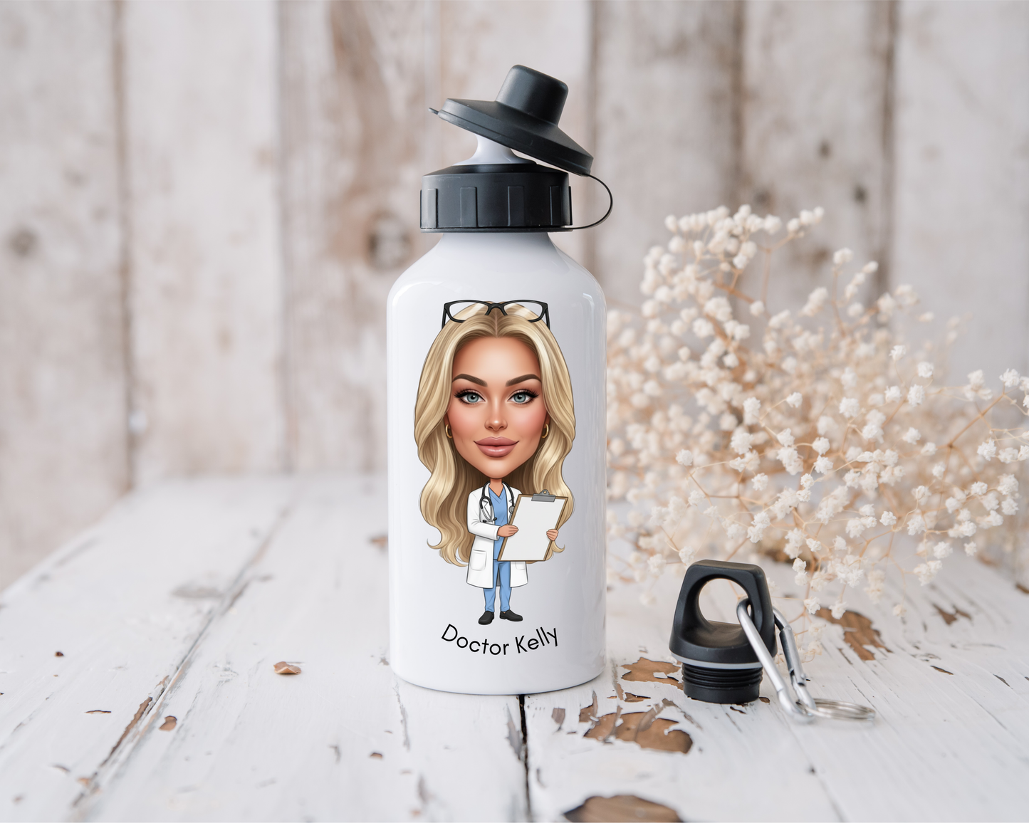 Personalised Fun Doctor Cartoon Sports Bottle 500ml / Mug / Coaster
