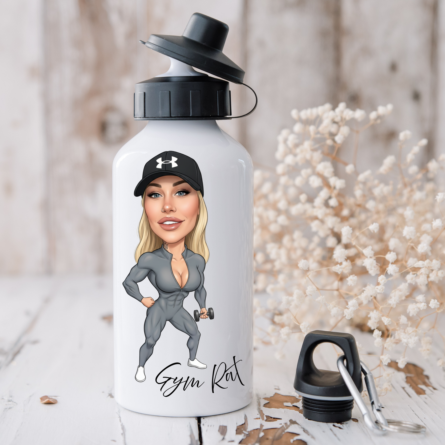 Personalised Fun Gym Rat Cartoon Sports Bottle 500ml / Mug / Coaster