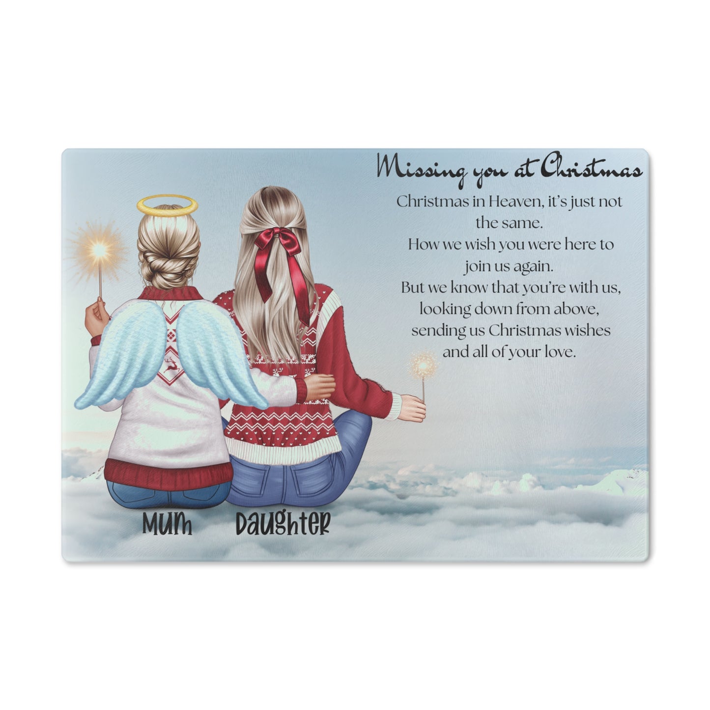 Personalised 'Missing You at Christmas' Heaven Heartfelt Board With Stand