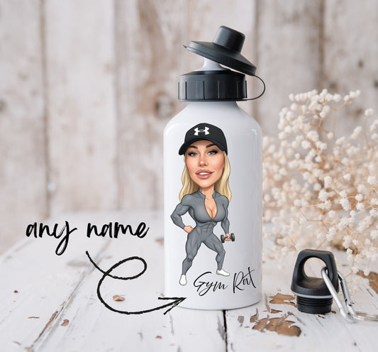 Personalised Fun Gym Rat Cartoon Sports Bottle 500ml / Mug / Coaster