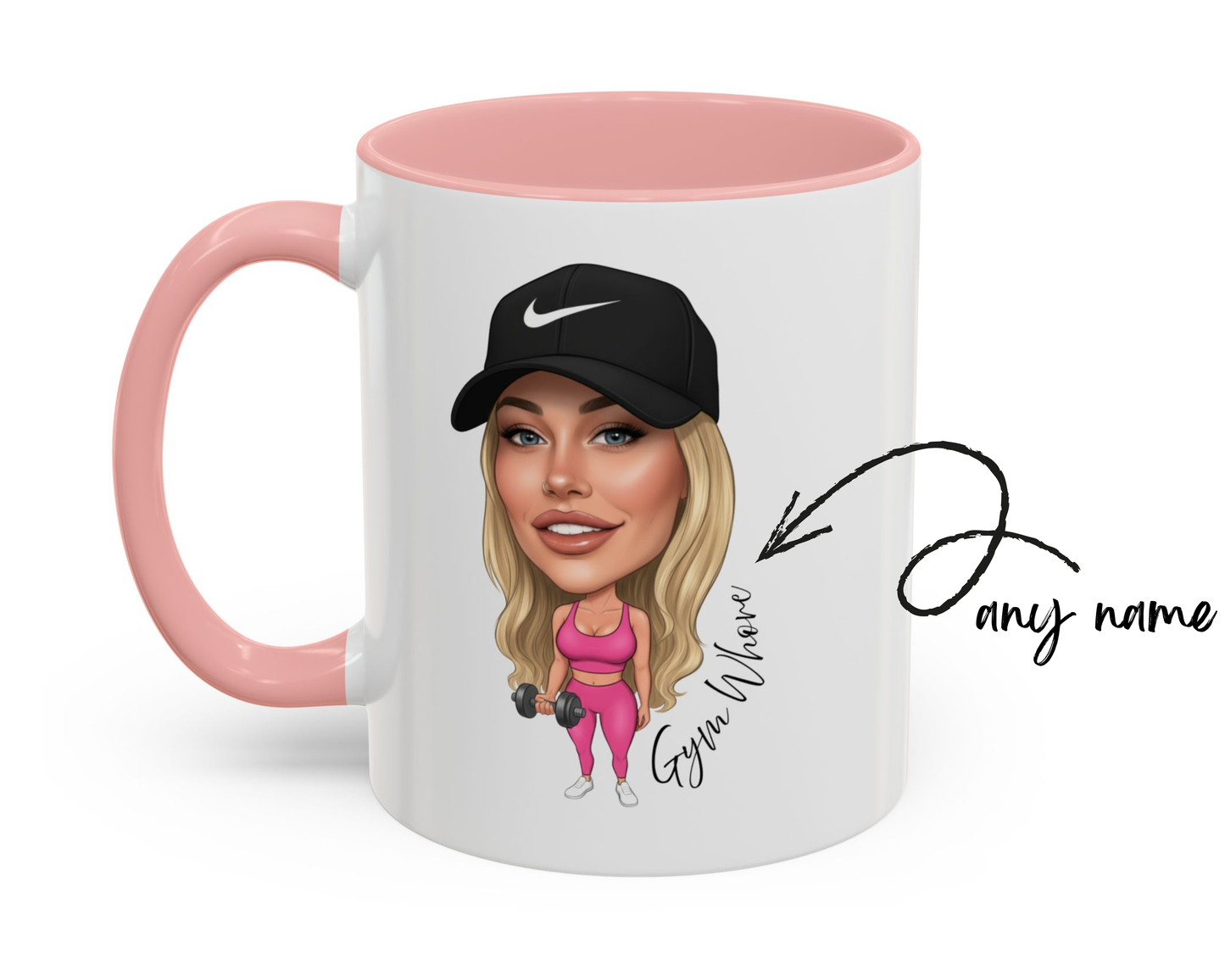 Personalised Fun Gym Whore Cartoon Novelty Sports Bottle 500ml / Mug / Coaster