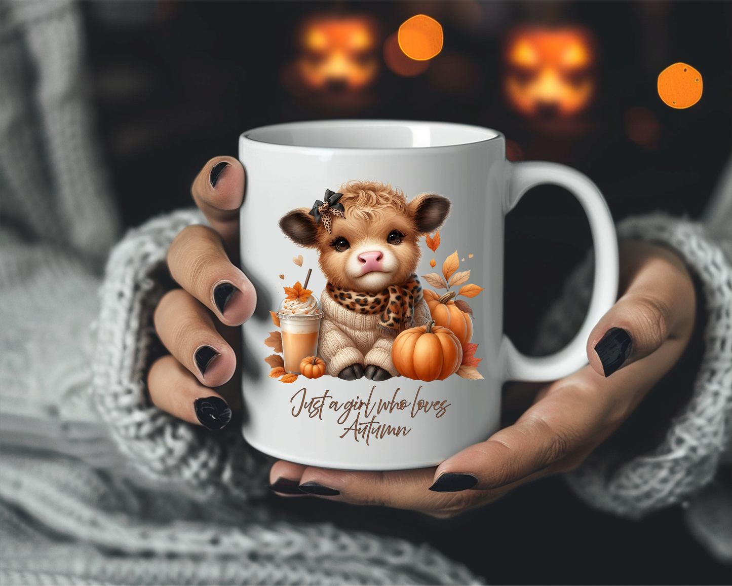'Just a Girl Who Loves Autumn' Highland Cow Mug