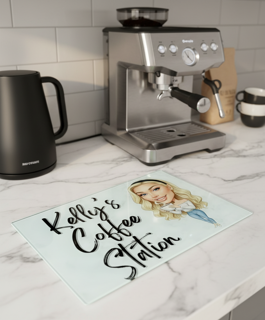 Personalised Cartoon Novelty Drinks Station Multi Use Glass Board